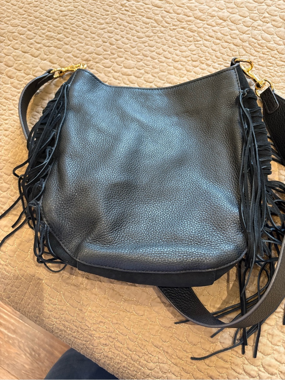 Rebecca Minkoff Black Leather Fringe Shoulder Bag - Picture 8 of 9